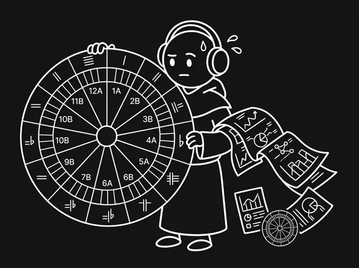 Camelot Wheel e infográficos de apoio do curso de DJ
